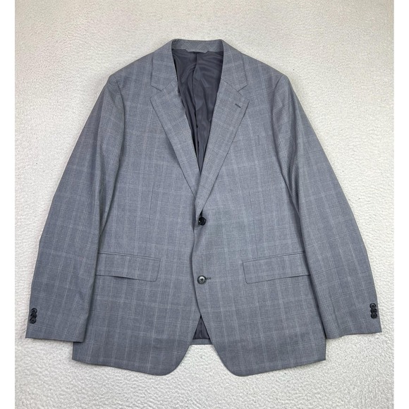 Bonobos Suit Jacket Mens 48R Gray Check Marzotto Wool Prominent Fit 2 Button